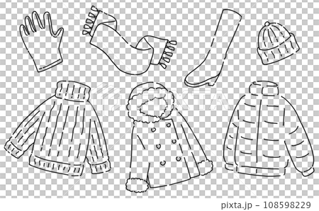 寬鬆簡約冬季服裝套裝線描 108598229