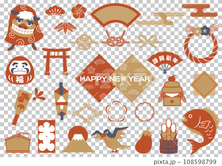 お正月のイラスト素材セット 108598799