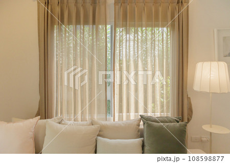 living room interior with window curtain background 108598877