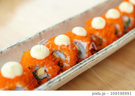 sushi California maki rolls closeup sushi California maki rolls closeup 108598991