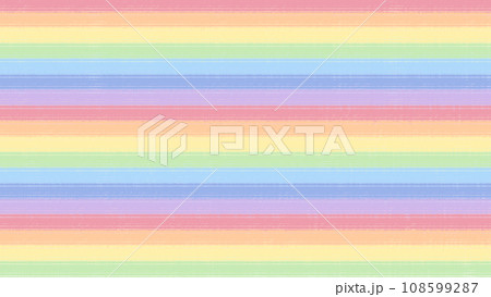 手書き風カラフルなパステルカラー虹色のストライプの背景 108599287