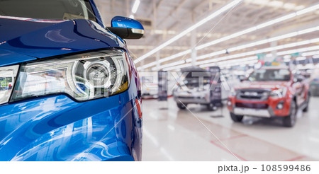new cars in dealer showroom interior background 108599486