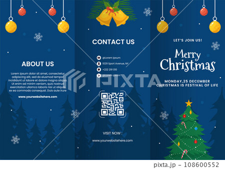 Merry Christmas Brochure Illustration Flat Cartoon Hand Drawn Templates Background 108600552