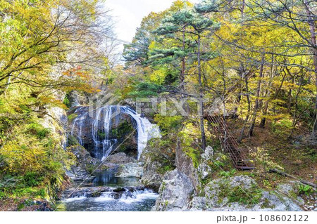 紅葉の風景 秋の関山大滝 山形県東根市 紅葉の風景 秋の関山大滝 山形県東根市 108602122