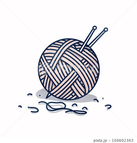毛糸玉のフラットデザインイラスト 108602363