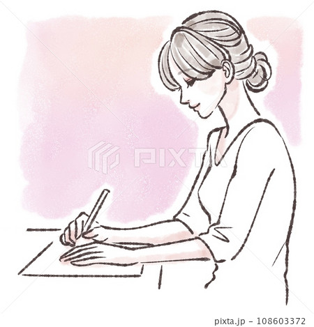 書く/勉強/塾/受験勉強/筆記試験/テスト/模試/資格/書写/仕事/ペンを持つ/手紙を書く/ノートに 108603372