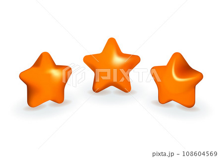 Three orange 3D star icons vector illustration design. Three orange 3D star icons vector illustration design. 108604569