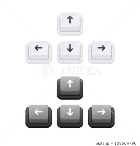 Set of Vector Arrow Keys in Light and Dark Themes for User Interface Design 108604790