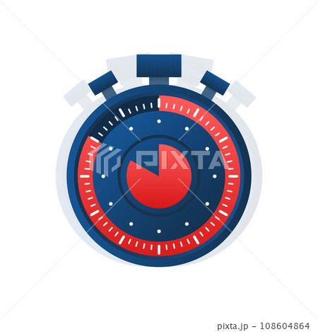 Stopwatch, Timer with Blue and Red Details for Time Management Concepts. Vector stock illustration 108604864