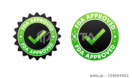 Green and Black FDA Approved Seal Illustration with Stars and Shine 108604883