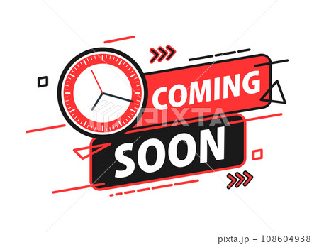 Red and Black Coming Soon Countdown Clock Vector Design. Vector stock illustration 108604938