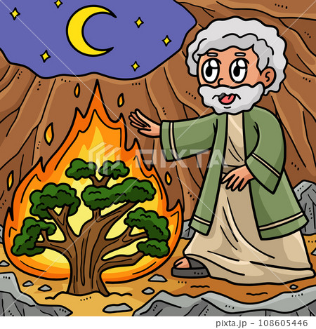 Christian Moses and the Burning Bush Colored Christian Moses and the Burning Bush Colored 108605446