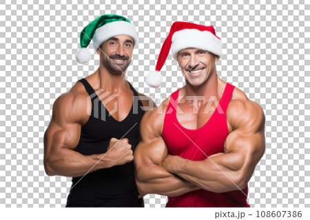 Two bodybuilders with Santa Claus Hat on...のイラスト素材 [108607386] - PIXTA