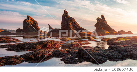 Rocky Shore on the West Coast of Pacific Ocean. Nature Background. Rocky Shore on the West Coast of Pacific Ocean. Nature Background. 108607430