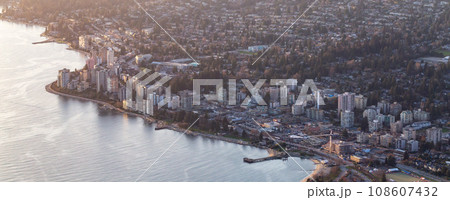 Buildings and Homes on West Coast Pacific Ocean. Modern City in Vancouver, BC, Canada. Buildings and Homes on West Coast Pacific Ocean. Modern City in Vancouver, BC, Canada. 108607432