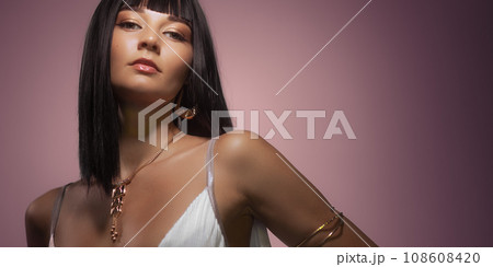 Queen Cleopatra Style Beauty Studio Portrait of Young Fashion Female Model 108608420