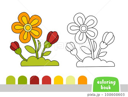 Coloring Book for Kids Flower page template vector illustration 108608603