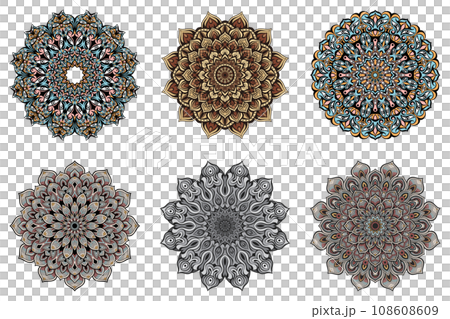 Set of Circular Mandala Oriental Pattern, mystical mandala: a spiritual journey through colors and shapes. Inner balance, peace and serenity of a mandala. Spiritual and energetic art in every detail Set of Circular Mandala Oriental Pattern, mystical mandala: a spiritual journey through colors and shapes. Inner balance, peace and serenity of a mandala. Spiritual and energetic art in every detail 108608609
