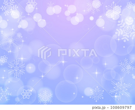 雪の結晶と玉ボケのキラキラしたフレーム背景/紫 108609797