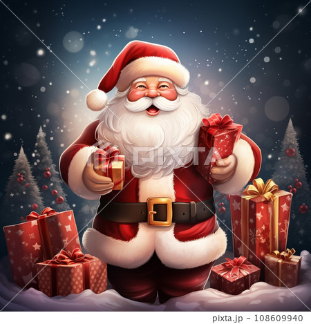 【AI生成画像】クリスマスプレゼントの箱とサンタクロース 【AI生成画像】クリスマスプレゼントの箱とサンタクロース 108609940