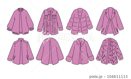 ピンクのショートコートのイラストセット 108611113