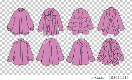 ピンクのショートコートのイラストセット 108611113