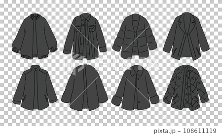 黒のショートコートのイラストセット 108611119