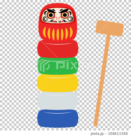 達摩降落新年插畫素材 達摩降落新年插畫素材 108611588