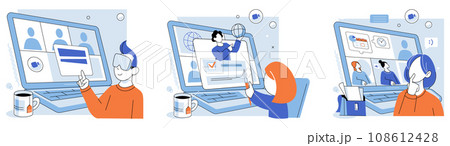 Online education vector illustration. Web based workshops and courses offer platform for individuals to enhance their skills and knowledge E learning has eliminated barriers distance 108612428