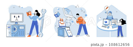 Computer lab. Vector illustration. The structure computer lab fosters collaborative learning and experimentation Efficient processing data is crucial in computer lab concept The industry relies 108612656