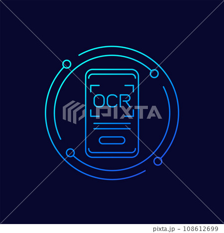 OCR, Optical character recognition line icon 108612699