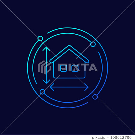 building size icon with a house, linear design 108612700