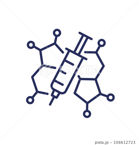 hormone therapy icon with a syringe, line vector hormone therapy icon with a syringe, line vector 108612723