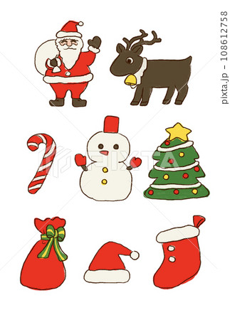かわいいサンタさんのクリスマス素材セット かわいいサンタさんのクリスマス素材セット 108612758