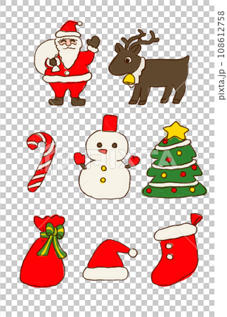 かわいいサンタさんのクリスマス素材セット かわいいサンタさんのクリスマス素材セット 108612758