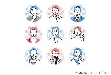 人物 疑問質問表情の人物アイコンセット 108612840