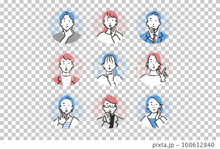 人物 疑問質問表情の人物アイコンセット 108612840
