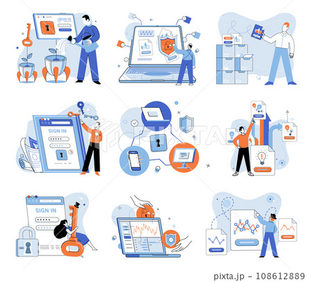 Database security vector illustration. Personal privacy must be safeguarded within network and internet landscape The database security metaphor emphasizes importance robust data protection measures 108612889