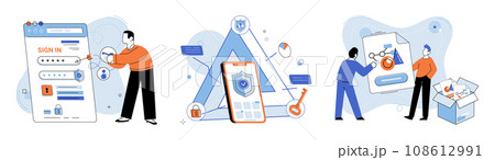 Login password vector illustration. A robust security system is essential to protect user data during registration process The application form requires users to provide various details for successful 108612991