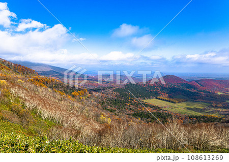 秋の北海道狩勝峠展望台からの十勝平野の風景 秋の北海道狩勝峠展望台からの十勝平野の風景 108613269