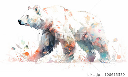 白熊　ハート　水彩紙　原画　コラージュ　絵画　アート 1_f2420dddafae7cc3140a12549eed