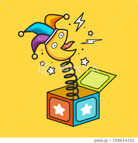 Mocking Emoticon Springs Out from Surprise Box Mocking Emoticon Springs Out from Surprise Box 108614202