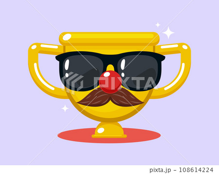 A golden trophy with shade, red nose and moustache. Isolated Vector Illustration A golden trophy with shade, red nose and moustache. Isolated Vector Illustration 108614224