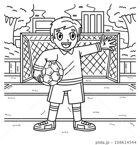 Goalkeeper Holding Soccer Ball Coloring Page 108614544