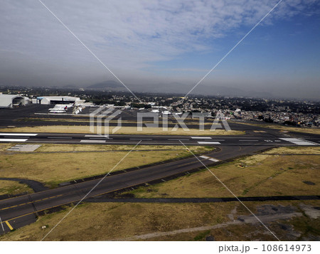 mexico city airport benito juarez aerial view landscape from airplane 108614973