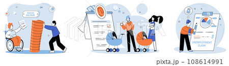 Social insurance. Vector illustration. The insured can feel secure knowing they have coverage in case emergencies Saving money allows individuals to achieve their financial goals and aspirations 108614991