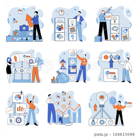 Business development. Vector illustration. Banking institutions offer wide range financial services Marketing analytics guide data-driven decision-making strategies Effective management empowers 108615099