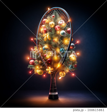 Christmas tree in the shape of a tennis racket 108615861