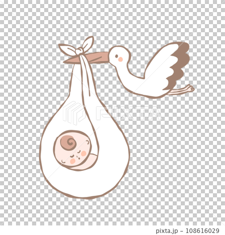 鸛和嬰兒棕色 108616029