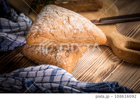 Triangular sandwich with cheese, ham and tomato. Triangular sandwich with cheese, ham and tomato. 108616092